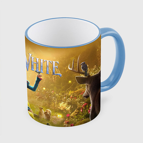 Кружка цветная Белоснежка / 3D-Небесно-голубой кант – фото 1