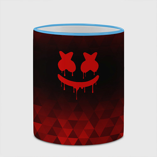 Кружка цветная Marshmello red poly / 3D-Небесно-голубой кант – фото 2