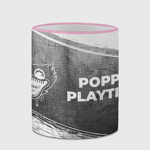 Кружка цветная Poppy Playtime - grey gradient по-горизонтали / 3D-Розовый кант – фото 2