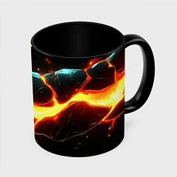 Кружка 3D Лава в черной текстуре, цвет: 3D-белый + черный