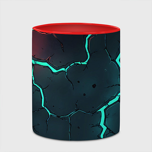 Кружка цветная Бирюзовая молния в виде разлома текстуры / 3D-Белый + красный – фото 2