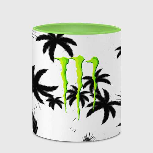 Кружка цветная Monster energy пальмы / 3D-Белый + светло-зеленый – фото 2