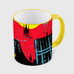 Кружка 3D Бэтмен красками, цвет: 3D-желтый кант