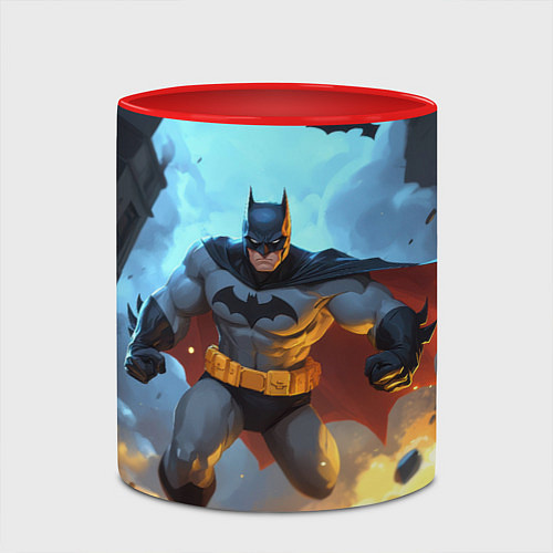 Кружка цветная Бэтмен в прыжке / 3D-Белый + красный – фото 2