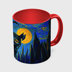 Кружка 3D Бэтмен в стиле Ван-Гога, цвет: 3D-белый + красный