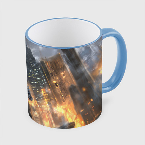 Кружка цветная Бэтмен - старый стиль / 3D-Небесно-голубой кант – фото 1