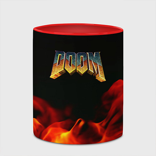 Кружка цветная Doom огненная текстура / 3D-Белый + красный – фото 2