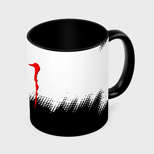 Кружка цветная Monster energy чёрно белые краски / 3D-Белый + черный – фото 1