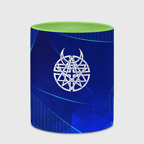 Кружка цветная Disturbed blue poly / 3D-Белый + светло-зеленый – фото 2