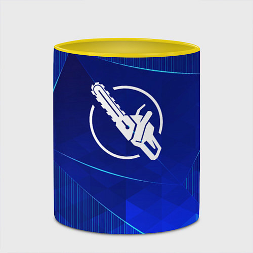 Кружка цветная Chainsaw Man blue poly / 3D-Белый + желтый – фото 2