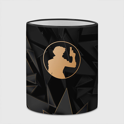 Кружка цветная Cowboy Bebop golden poly / 3D-Черный кант – фото 2
