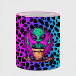 Кружка 3D Кактус инопланетянин, цвет: 3D-розовый кант — фото 2