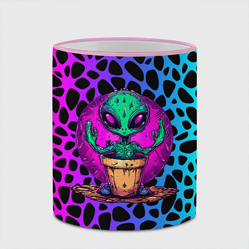 Кружка цветная Кактус инопланетянин / 3D-Розовый кант – фото 2