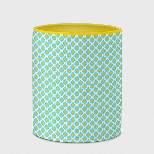 Кружка цветная Ikat ogee - этнический узор / 3D-Белый + желтый – фото 2