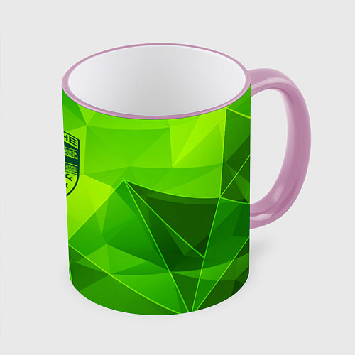 Кружка цветная Porsche green poly / 3D-Розовый кант – фото 1