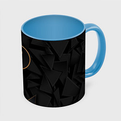Кружка 3D Pink Floyd golden poly, цвет: 3D-белый + небесно-голубой
