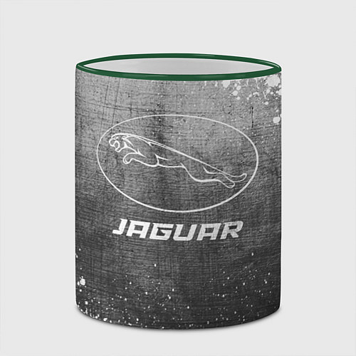 Кружка цветная Jaguar - grey gradient / 3D-Зеленый кант – фото 2