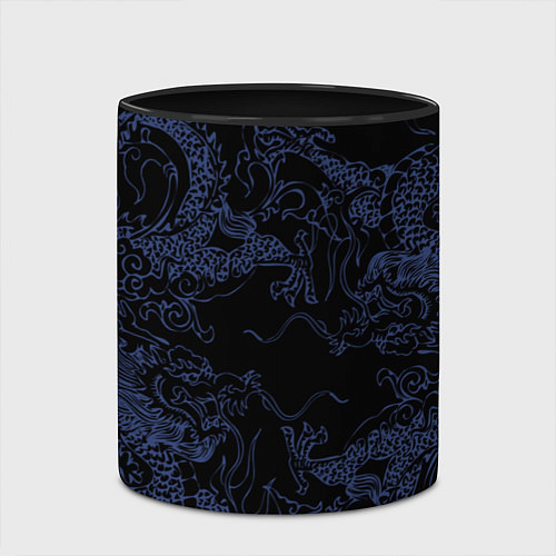 Кружка цветная Синий дракон на черном / 3D-Белый + черный – фото 2