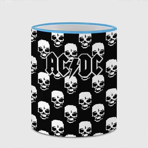 Кружка цветная AC DC rock skull / 3D-Небесно-голубой кант – фото 2