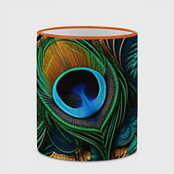 Кружка 3D Узоры и перья павлина, цвет: 3D-оранжевый кант — фото 2