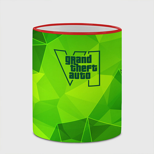 Кружка цветная GTA6 green poly / 3D-Красный кант – фото 2