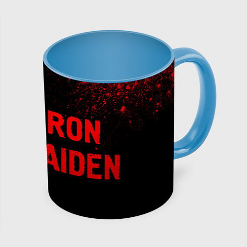 Кружка цветная Iron Maiden - red gradient по-горизонтали / 3D-Белый + небесно-голубой – фото 1