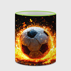 Кружка 3D Футбольный мяч в огне, цвет: 3D-светло-зеленый кант — фото 2