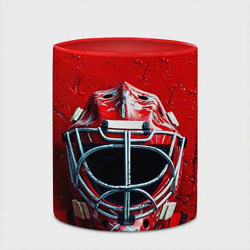 Кружка цветная Маска голкипера на красном / 3D-Белый + красный – фото 2