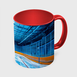 Кружка 3D Хоккейная коробка, цвет: 3D-белый + красный