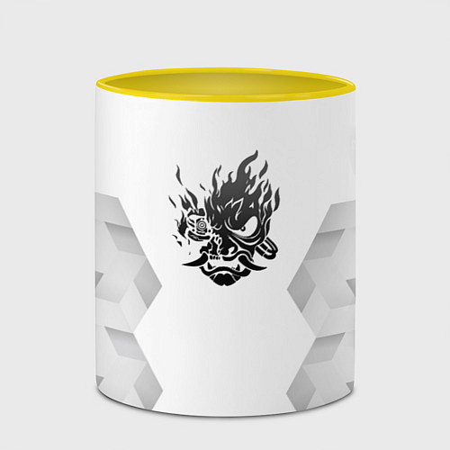 Кружка цветная Cyberpunk 2077 white poly / 3D-Белый + желтый – фото 2