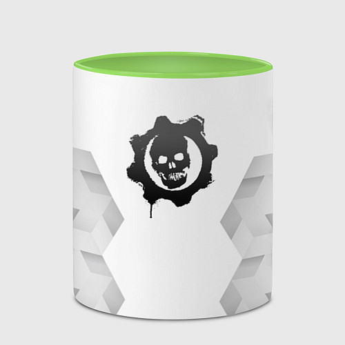 Кружка цветная Gears of War white poly / 3D-Белый + светло-зеленый – фото 2