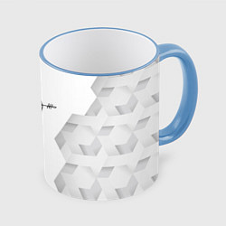 Кружка 3D Megadeth white poly, цвет: 3D-небесно-голубой кант