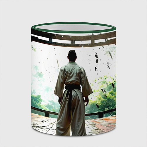 Кружка цветная Боец айкидо в Японии / 3D-Зеленый кант – фото 2