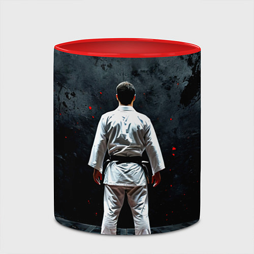 Кружка цветная Айкидоист на черном / 3D-Белый + красный – фото 2
