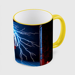 Кружка 3D Айкидоист и молния, цвет: 3D-желтый кант