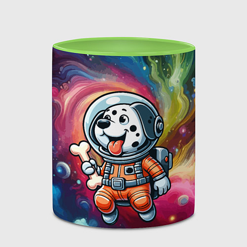 Кружка цветная Funny dalmatian puppy - ai art / 3D-Белый + светло-зеленый – фото 2