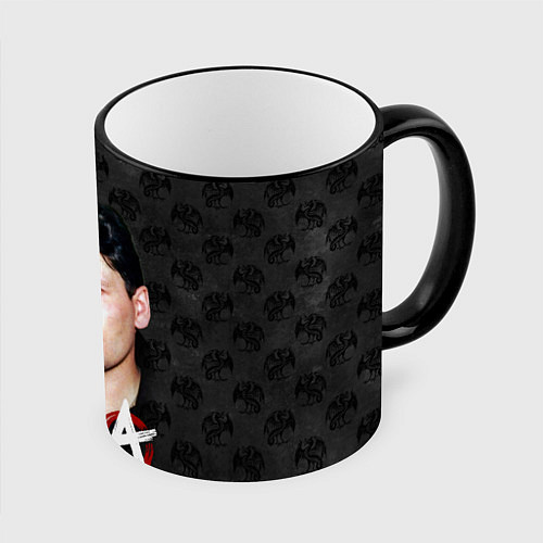 Кружка цветная Юрий Хой из Сектор газа / 3D-Черный кант – фото 1