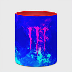 Кружка 3D Monster energy дым неоновый, цвет: 3D-белый + красный — фото 2
