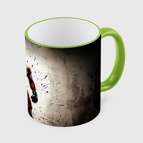 Кружка цветная Боксер в красном / 3D-Светло-зеленый кант – фото 1