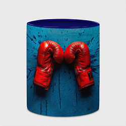 Кружка 3D Бойцовские перчатки на синем, цвет: 3D-белый + синий — фото 2
