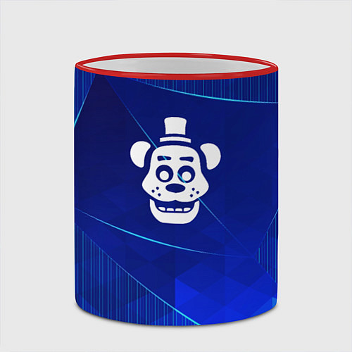 Кружка цветная FNAF blue poly / 3D-Красный кант – фото 2