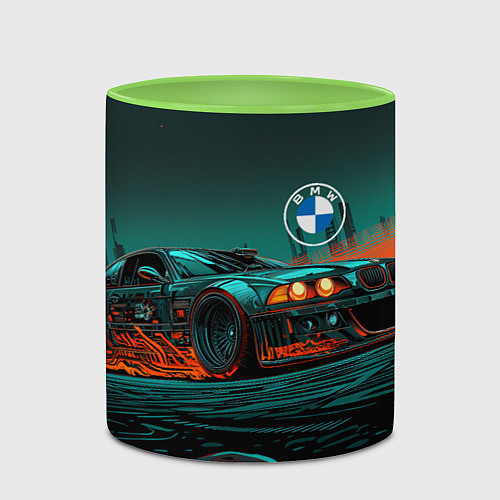 Кружка цветная Зеленый БМВ / 3D-Белый + светло-зеленый – фото 2