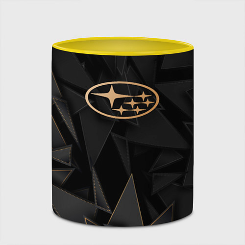 Кружка цветная Subaru golden poly / 3D-Белый + желтый – фото 2