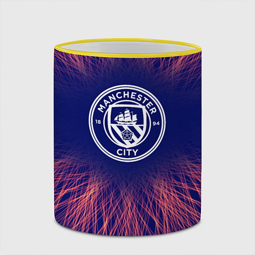 Кружка цветная Manchester City red energy / 3D-Желтый кант – фото 2