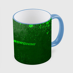 Кружка 3D Lamborghini - green gradient по-горизонтали, цвет: 3D-небесно-голубой кант