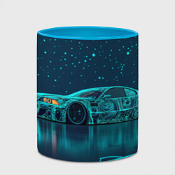 Кружка 3D BMW неоновый фон, цвет: 3D-белый + небесно-голубой — фото 2