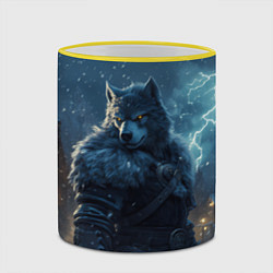 Кружка 3D Волк в доспехах, цвет: 3D-желтый кант — фото 2