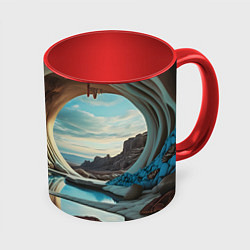 Кружка 3D Современная пещера, цвет: 3D-белый + красный
