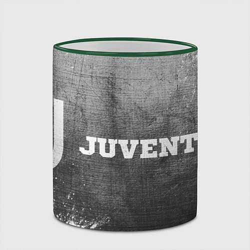 Кружка цветная Juventus - grey gradient по-горизонтали / 3D-Зеленый кант – фото 2