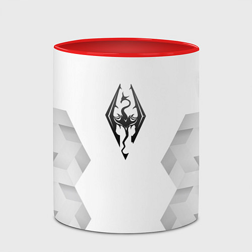 Кружка цветная Skyrim white poly / 3D-Белый + красный – фото 2
